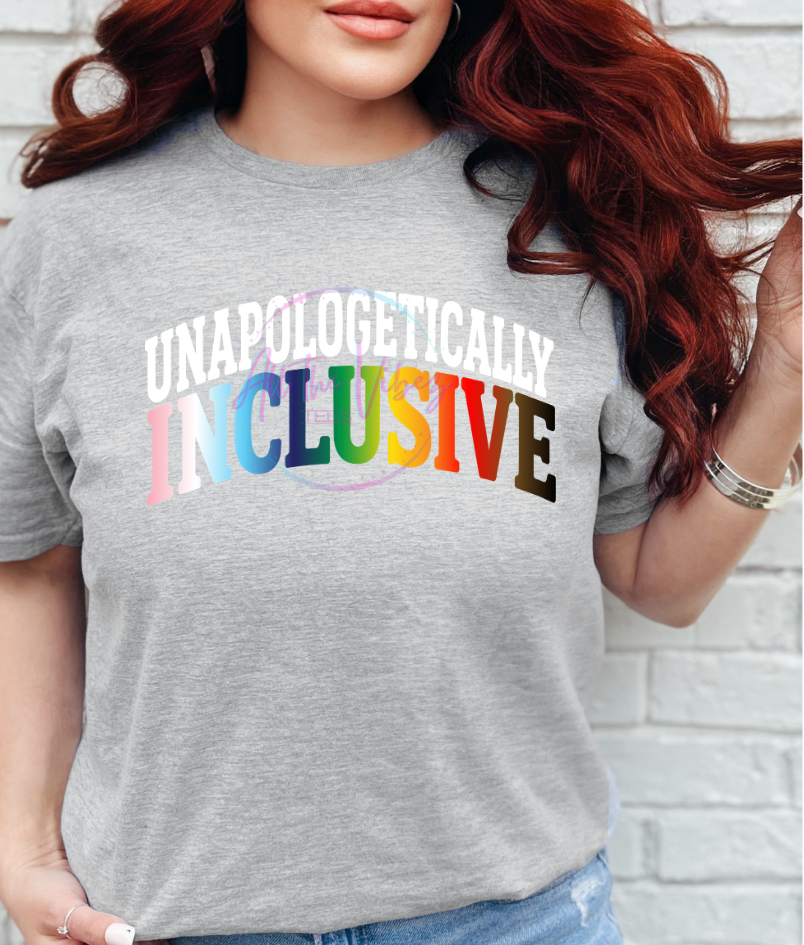 Inclusive LGBTQ ally shirt with colorful retro lettering and human rights message