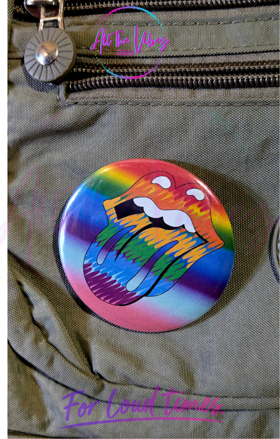 Rainbow Pride Tongue Button | LGBTQ+ Equality Pin