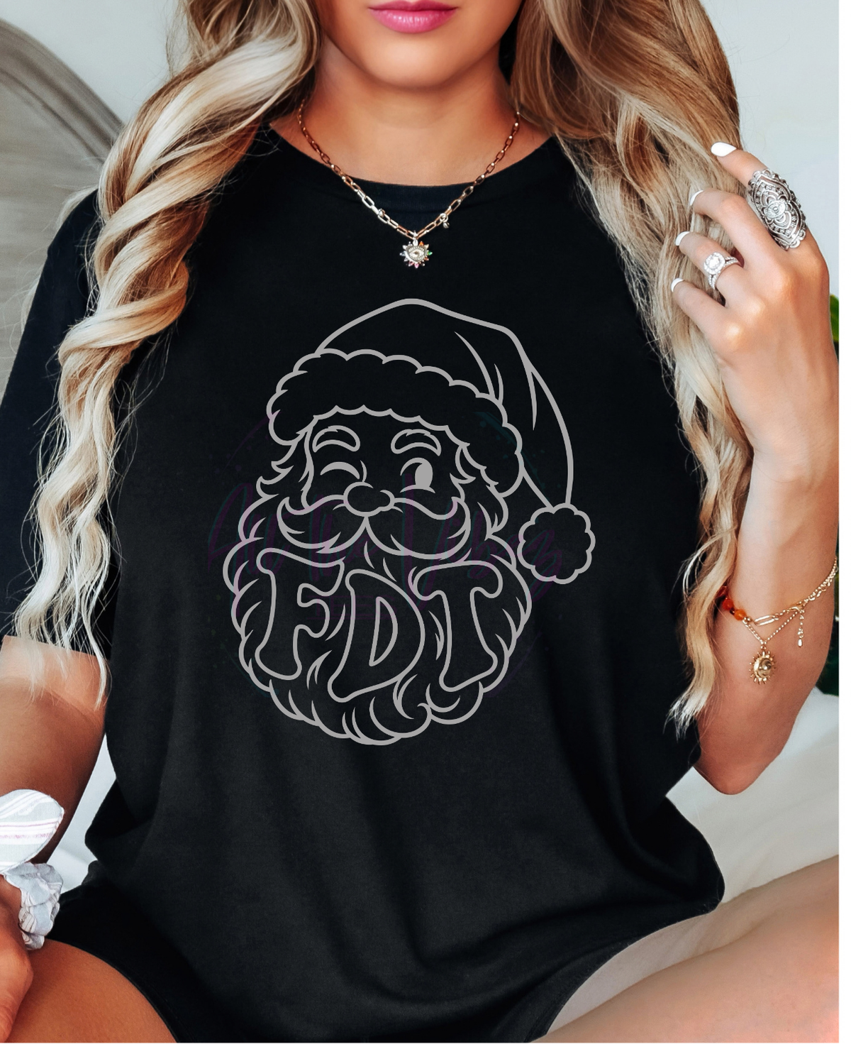 FDT Santa Christmas graphic T-shirt with hidden FDT lettering in Santa beard