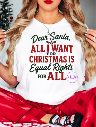Dear Santa, All I Want for Christmas Is Equal Rights for All Shirt | Progressive Christmas Tee