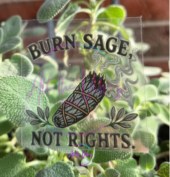 Burn Sage Not Rights 2x2 UV vinyl sticker with sage bundle message