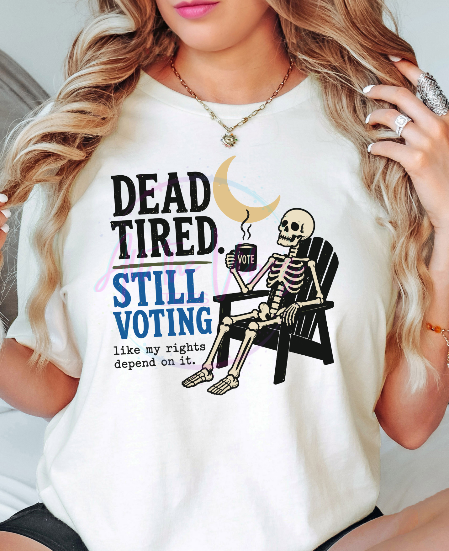 Dead Tired. Still Voting Like My Rights Depend On It. Shirt | Skeleton Voting Tee