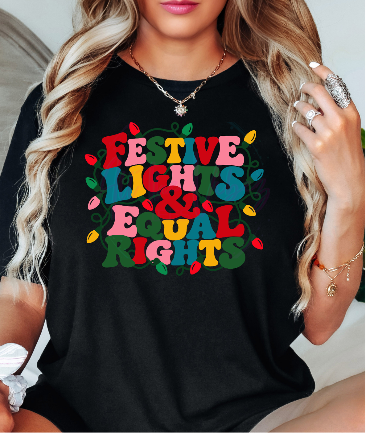 Festive Lights & Equal Rights Shirt | Holiday Graphic Tee