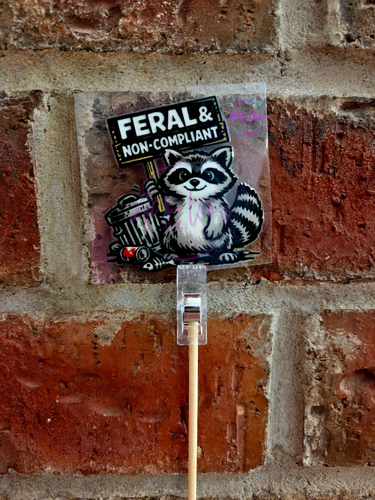 Feral & Non-Compliant UV Vinyl Sticker | Funny Raccoon Sticker